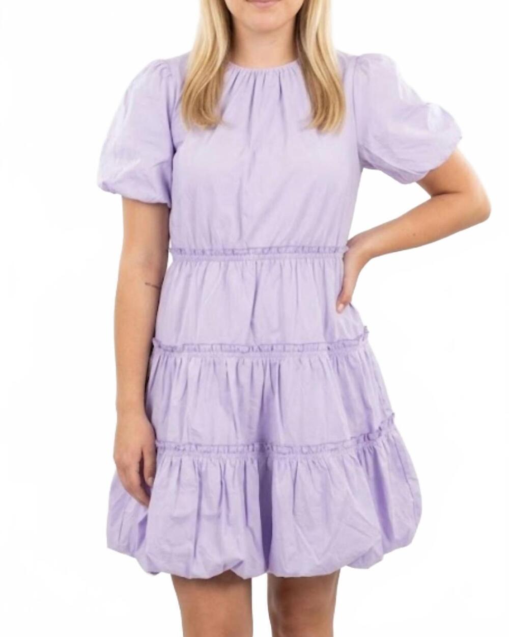 NEW MITTOSHOP haze puff sleeve bubble mini dress in lavender